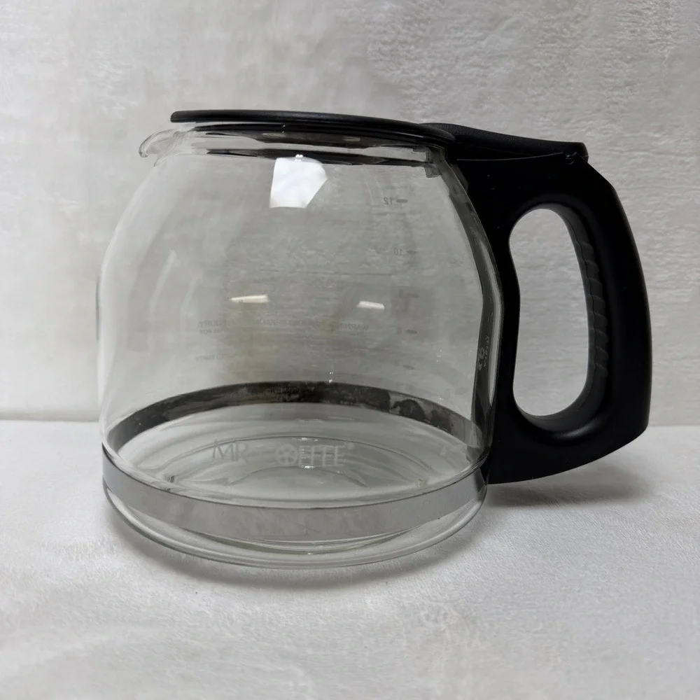 Mr Coffee‎ 12 Cup Replacement Glass Carafe Black Handle Lid Clear Measuring Pot